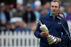  Jordan Spieth celebrates with The Claret Jug after winning The Open Championship.
