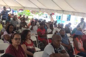 Some of the Stabroek Market wharf vendors at the meeting with the city administration on Thursday to discuss their temporary relocation. 