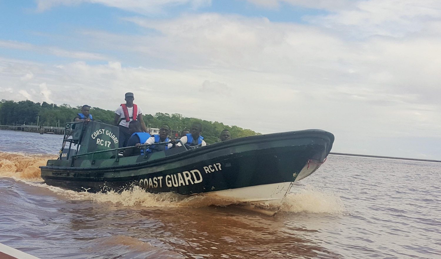 In the wake of the Camp Street Prison fire and unrest on Sunday, which led to six prisoners escaping, members of the Guyana Defence Force Coast Guard were seen patrolling the Demerara River yesterday morning. The officers were observing speedboats that ply the Vreed-en-Hoop/ Demerara route. 