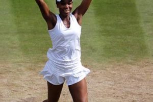 Venus Williams celebrates winning the semi-final match against Great Britain’s Johanna Konta (Alastair Grant/Pool)