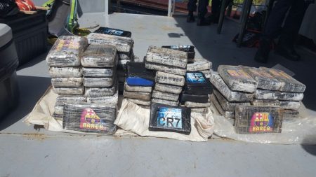 The suspected cocaine found aboard the vessel (CANU photo)