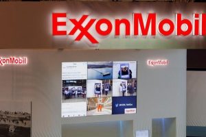 Logos of ExxonMobil are seen in its booth at Gastech, the world’s biggest expo for the gas industry, in Chiba, Japan April 4, 2017. REUTERS/Toru Hanai