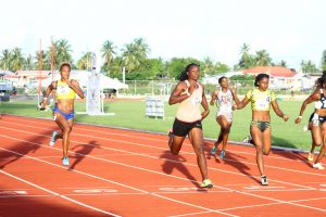 Trinidad and Tobago’s Semoy Hackett won the women’s 100m in a Time of 11.16 seconds. (Orlando Charles photo)