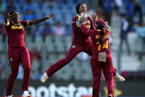 Merissa Aguilleira’s unbeaten 46 and Anisa Mohammed’s three-for handed West Indies their first win in the tournament © IDI/Getty Images