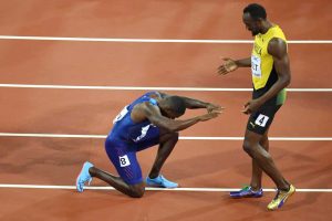 Justin Gatlin pays homage to the great Usain Bolt.