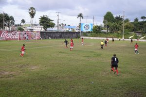 Scenes from the Eastveldt and Riddim Squad clash in the Corona Invitational Football Championship at the GFC ground, Bourda.