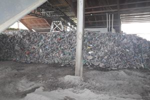 Plastic bottles which will be used in the cement production.