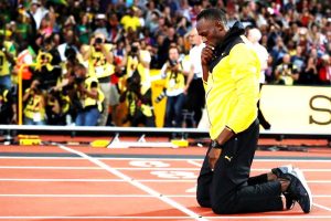 Usain Bolt of Jamaica during a lap of honour.Phil Noble/Reuters
