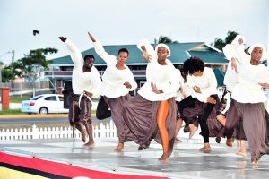 The Free Souls Dance Theatre paying tribute to the Demerara Martyrs through a musical requiem. (Ministry of the Presidency photo)
