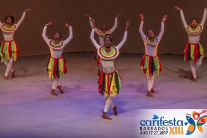  Members from the Guyana National School of Dance showcasing the country’s culture and bright colours in a classical dance. (DPI photo)