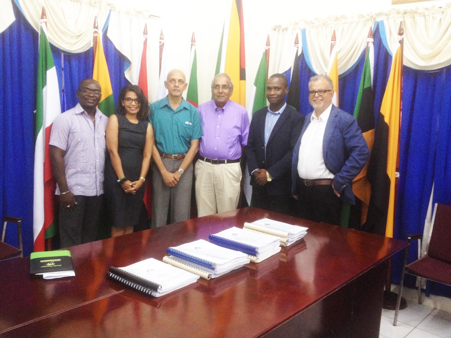  Minister of Communities Ronald Bulkan (third from left) at the signing, (Ministry of Communities photo)
