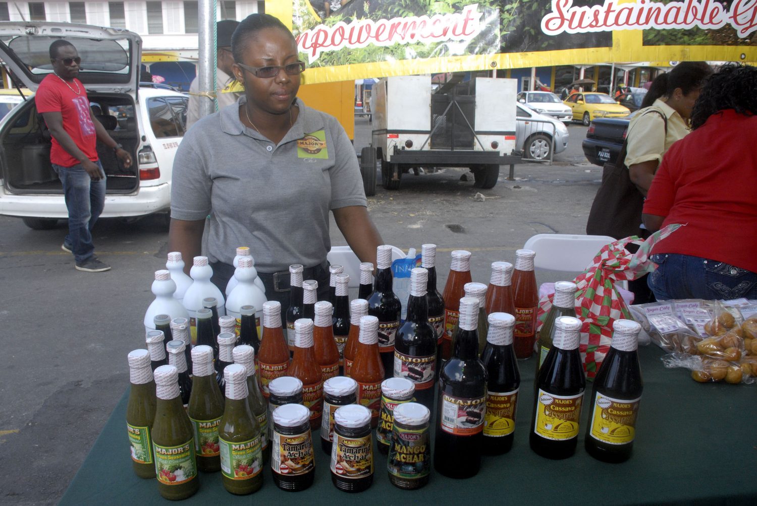At the GMC’s Stabroek Square Street Fair: A Major’s Food Products display.