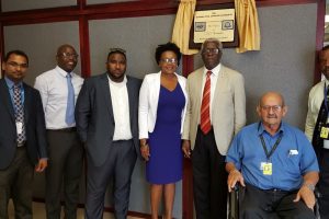 Director General of the GCAA Lt. Col. (Ret’d) Egbert Field (third from right), with OAI CEO  Anthony Mekdeci (second from right) and LIAT’s CEO Julie Reifer-Jones, and other officials who met last Monday.
