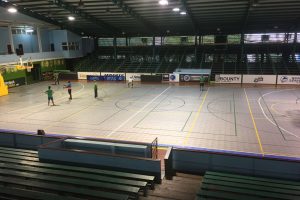 The recently installed plastic surface by the GHB at the Cliff Anderson Sports Hall.