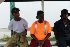 The three Cevons employees held by the authorities (Guyana Prisons Service photo)