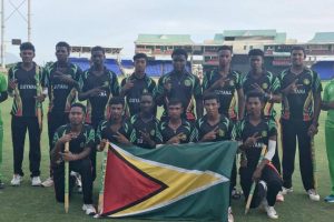 The victorious Guyana U19 cricket team after winning Cricket West Indies (CWI) Regional U19 one–day tournament yesterday.