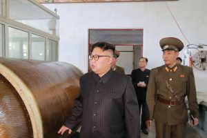 North Korean leader Kim Jong-Un looks on during a visit to the Chemical Material Institute of the Academy of Defense Science in this undated photo released by North Korea's Korean Central News Agency (KCNA) in Pyongyang on August 23, 2017. KCNA/via REUTERS