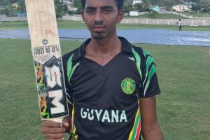 Raymond Perez after another match-winning knock for Guyana yesterday.