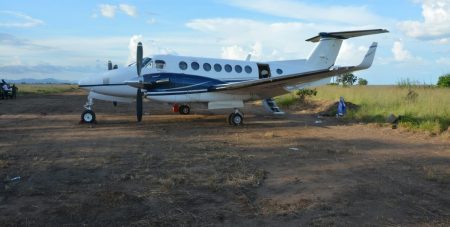 The twin-engine Beechcraft that was found on the illegal airstrip in the North Rupununi on August 13.