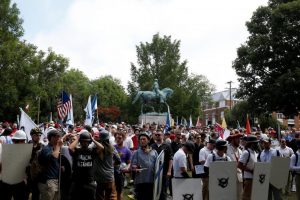 White nationalists gather under a statue of Robert E. Lee during a rally in Charlottesville, Virginia. (Reuters photo)