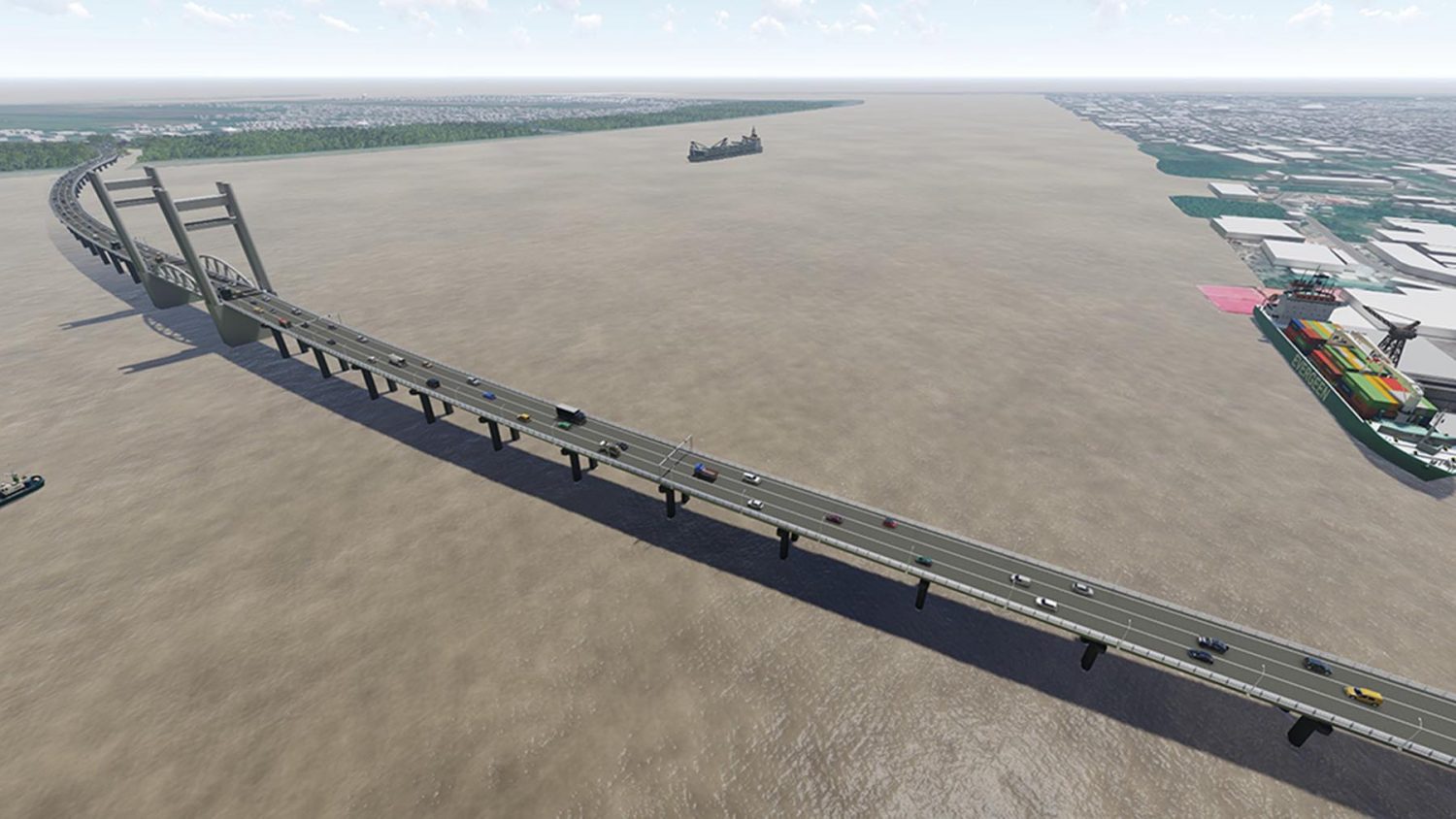 An artist’s impression of the new Demerara Harbour Bridge (Ministry of Public Infrastructure rendering) 