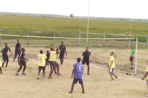 Action in the Berbice Volleyball Association (BVA) Mark Henriques Memorial volleyball tournament held Sunday at the Kendall Union Sports Club ground.
