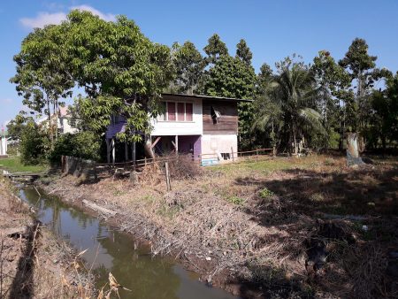 A suspect’s house in Sisters Village, East Bank Berbice, behind which missing teen Leonard Archibald’s bicycle was found