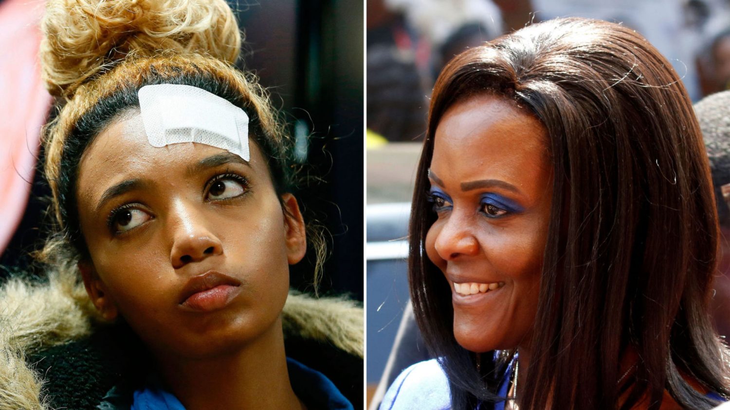 Grace Mugabe (R) accuses Gabriella Engels of attacking her with a knife

