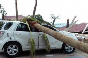 Hurricane damage in St Maarten.