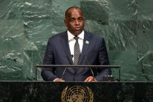 Prime Minister Roosevelt Skerrit of the Commonwealth of Dominica addresses the general debate of the General Assembly’s seventy-second session. UN Photo/Cia Pak