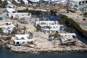 A destroyed trailer park is pictured in an aerial photo in the Keys in Marathon, Florida, U.S., September 13, 2017. REUTERS/Carlo Allegri