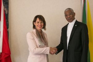 Doris Leuthard, President of the Swiss Confederation and President David Granger. (Ministry of the Presidency photo)
