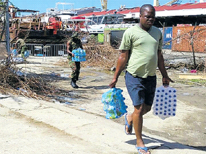 Dominican nationals after receiving relief supplies.