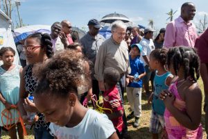 Secretary-General António Guterres tours Dominica in the aftermath of the devastation left behind by Hurricane Maria. UN Photo/Rick Bajornas