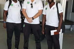Guyana’s contingent for the CONCACAF ‘Train the Trainer Programme’ from left to right-GFF Youth Development Officer Bryan Joseph, GFF Technical Director Ian Greenwood and GFF Technical Developmental Officer Sampson Gilbert.