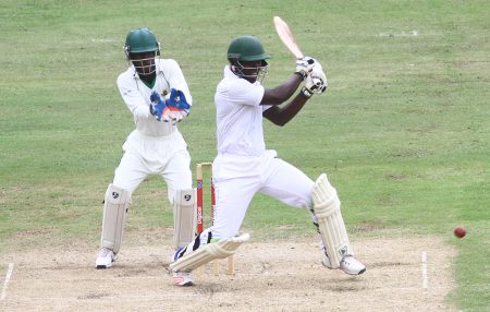 Anthony Bramble pulling through the onside during his innings of 62 vs Jamaica (Orlando Charles Photo) 
