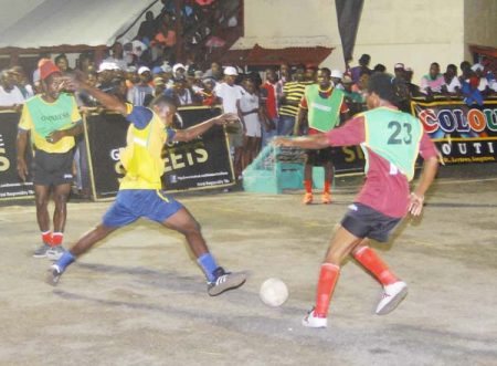  Action in the 2015 edition of the Guinness ‘Greatest of the Streets’ Georgetown Championship at the East Ruimveldt Community Tarmac [California Square] between Gold is Money and Castello Housing Scheme 