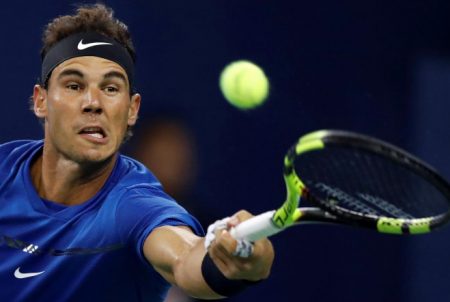 Rafael Nadal in action against Jared Donaldson at the Shanghai Masters (REUTERS/Aly Song)
