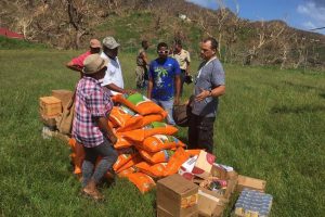 Food and other supplies dropped off in Bagatelle, Dominica.