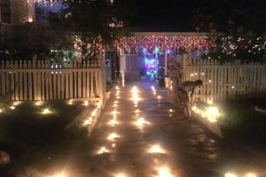 A house in Turkeyen, Greater Georgetown, festooned with diyas and fairy lights last night. 