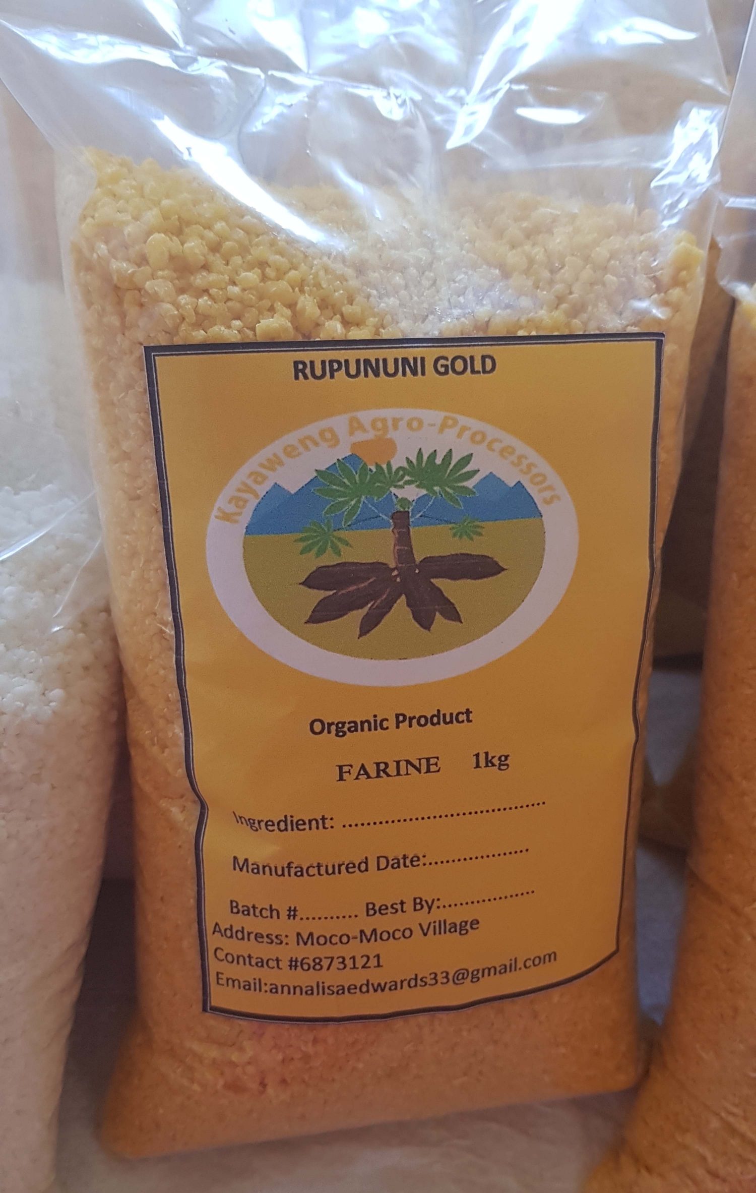 Packaged farine produced by the the Kanuku Mountains Community Representative Group 