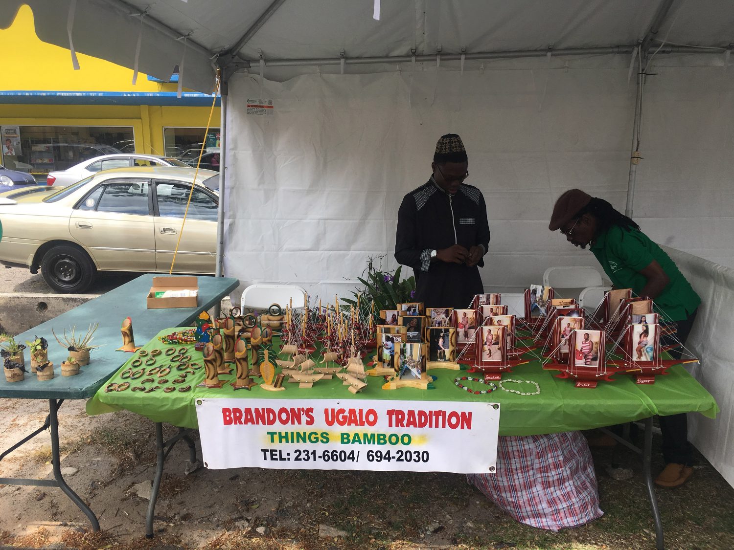 Brandon’s Ugalo Tradition’s craft items that were made from bamboo on display at the event yesterday. 