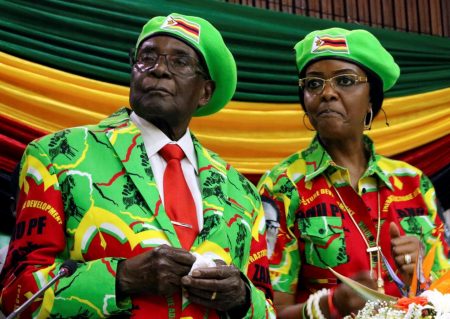 Zimbabwean President Robert Mugabe and his wife Grace attend a meeting of his ruling ZANU PF party's youth league in Harare, Zimbabwe, October 7, 2017. REUTERS/Philimon Bulawayo