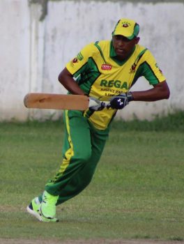 Mahendra Arjune pushes one into the offside during his 30 for Regal (Royston Alkins Photo)