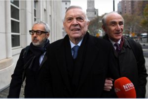 Former head of Brazilian Football Confederation (CBF) Jose Maria Marin, arrives for opening arguments of the FIFA bribery trial at the Brooklyn Federal Courthouse in New York, U.S., November 13, 2017. REUTERS/Darren Ornitz
