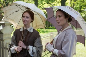 Cynthia Nixon (at left) and Jennifer Ehle in the new Terence Davies biopic “A Quiet Passion,” in which the former portrays American poet Emily Dickinson 