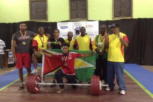 The Guyana team at the Phillips and Springer Weightlifting Championships in Barbados last weekend