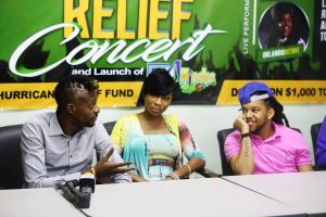 (From left) Olatunji, Patrice Roberts and Orlando Octave during the press briefing last evening. (Photo by Keno George)