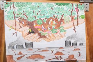 Aaliyah Amin of Christ Church copped the top prize in the Environmental art competition.