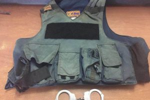 The bulletproof vest that was found by the police on Thursday (Guyana Police Force photo)
